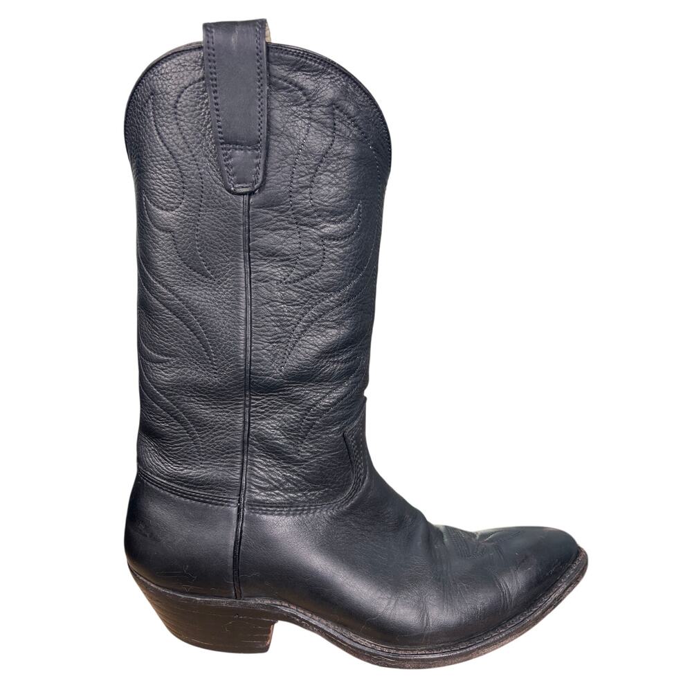Vintage Stewart 1977 Men’s Black Leather Western Cowboy Boots Size US 11 D